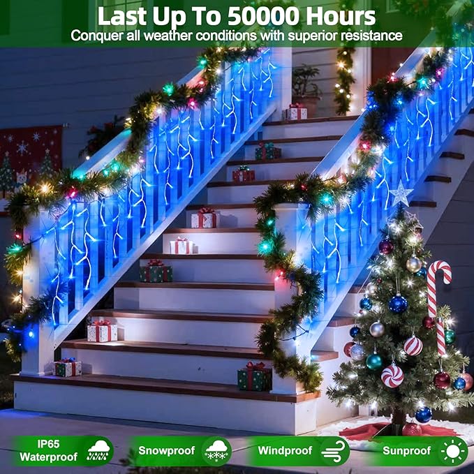1620 LED Christmas Lights with 360Drops, 164ft 12 Modes Blue Outdoor String Lights with Timer Dimmable, Waterproof Hanging Twinkle Lights for Indoor Holiday Wedding Party Eaves Yard Christmas Decor
