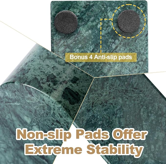 Koville Indian Natural Marble Bookends for Shelves, Decorative Book Ends, 7lbs Heavy-Duty Marble Book Holders, Bookshelf Apartment Decor for Normal Books/CD/Video Games(Indian Green)