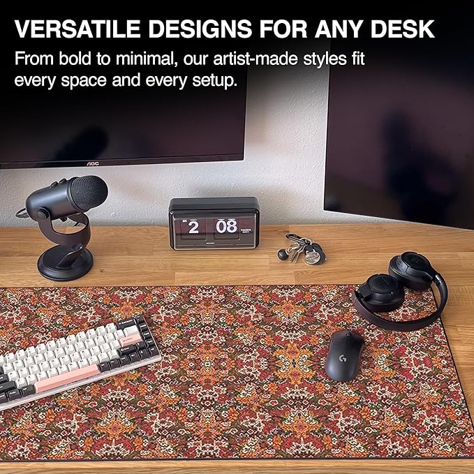 MPCO. Arabic Textiles Large Gaming Desk Pad - 36" x 17" Aeroglyde Fabric Goldenrod Desk Mats - Non-Slip, Washable, Smooth Glide for Precision Gaming & Work