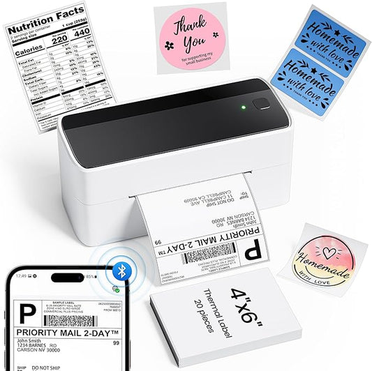 Phomemo Bluetooth Thermal Printer for Shipping Packages - Wireless Label Printers for Small Business with Phone&Pad&PC, 241BT Shipping Label Printer Compatible with Amazon, Ebay, Shopify, USPS, Temu