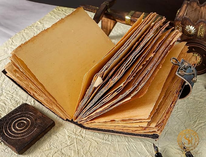 Blank Spell Book Of Shadows Journal With Lock Clasp Prop Vintage Handmade Leather Diary Embossed Prayer Pagan Antique Witchcraft Supplies Wiccan Notebook Daily Witch Gifts Mystic Greek Mythology Goddess (7x5)