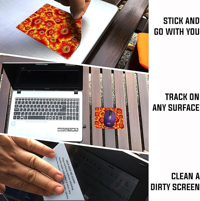 Adhesive Mouse Pad - Peel and Sticks to Any Surface - Travel Mouse Pad, Sticky for Any Surface - Excellent Tracking - Flowers GERBERAS