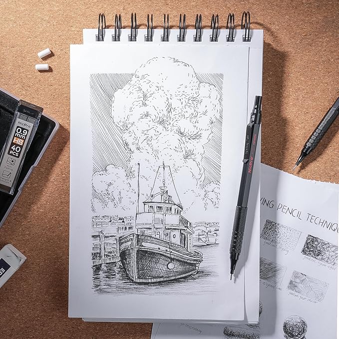 Nicpro 0.9 Metal Mechanical Pencil Set with Case, 3PCS Black MP1000 0.9mm Drafting Pencil, 8 Tubes HB Lead Refills, 3PCS Erasers, Erasers Refills for Artist Writing, Drawing, Sketching