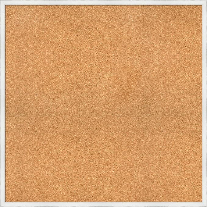 Amanti Art Natural Cork Board for Wall, 35x35 Vision Board with White Frame, Oversize Corkboard Office Decor for Home Organization, Country Rustic Corkboard Pinboard to Display Items for Home