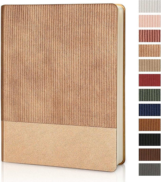 Lined Journal Notebook for Work College Ruled Note Book 7.2"x9.6" B5 PU Leather Daily Journaling 160 Pages for Women Men Writing Home School Supplies Business RoseGold