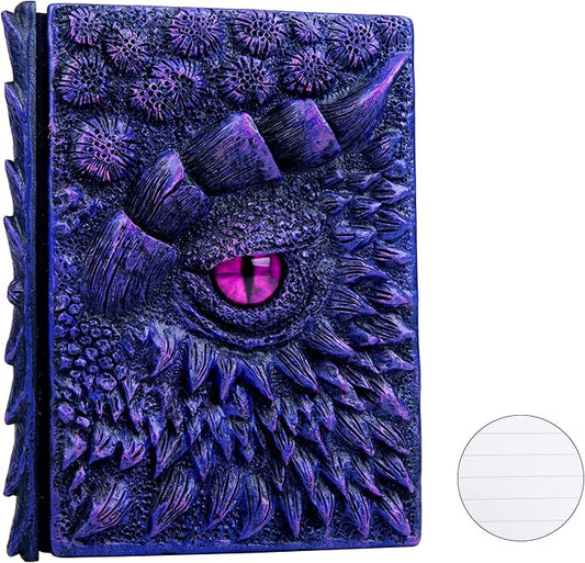 3D Dragon Eye Embossed Journal,Resin Engraving Notebook,Dnd notebook for Dragon Lovers ，Blank Paper,Hardcover Travel Notepad for Writing,Sketchbook,Collection,Gift,Decoration A4 and A5 Size (A5-Dark Purple-Lined)