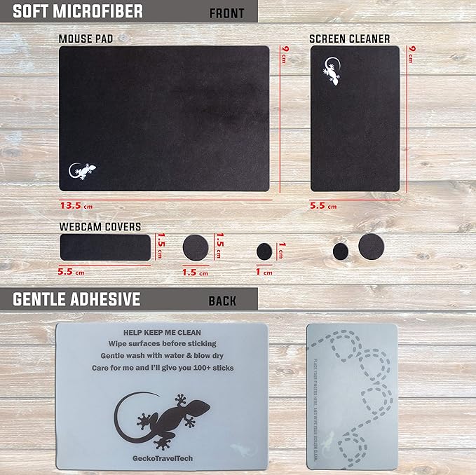 Mouse Pad Adhesive Bottom - Sticks to Any Surface - Portable - Webcam Covers and Screen Cleaner Included (10 Pack - Event Pack)