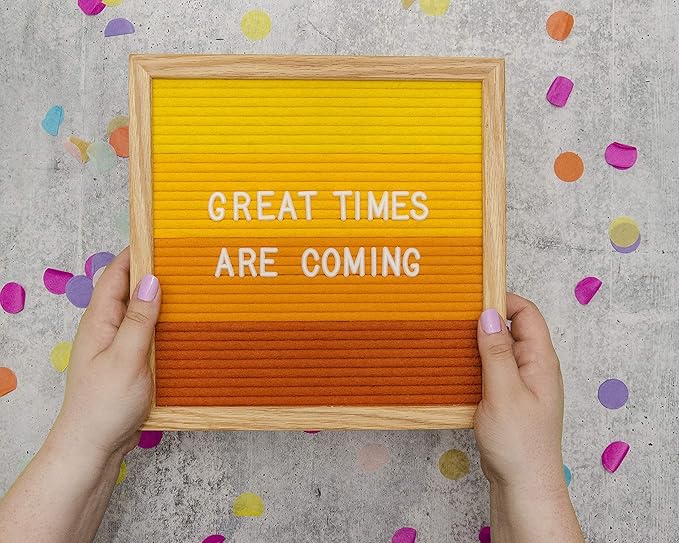 Felt Like Sharing Square Letter Board (Sunburst Felt - 10”x10”) – Changeable Message Board with 3 Sets of Felt Board Letters – Statement Wall Sign for Quotes, Home or Holiday Decor In Oak Frame