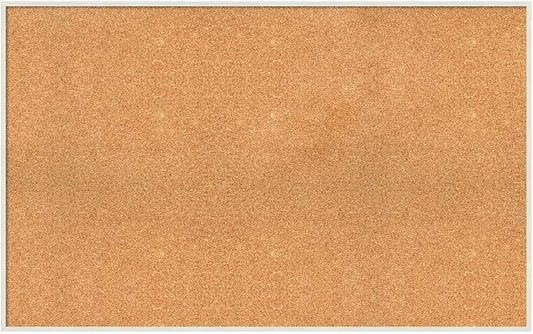 Amanti Art Natural Cork Board for Wall, 27x43 Vision Board with White Frame, Oversize Corkboard Office Decor for Home Organization, Modern Corkboard Pinboard to Display Items for Home Organization in
