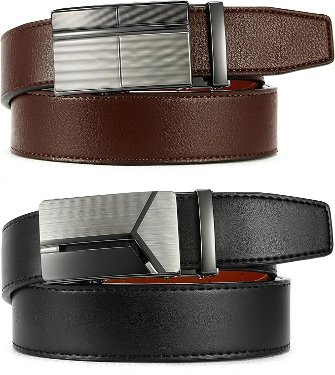 CHAOREN Leather Ratchet Belt Men 2 Pack - Customizable Fit, Effortless Style (35mm)