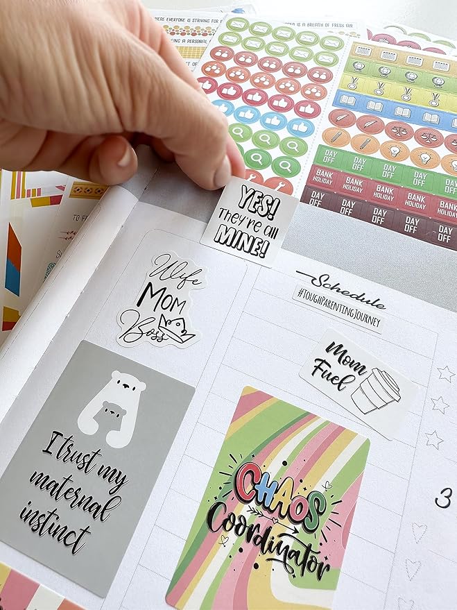 2190+ pcs Busy Mom Planner Stickers - 18 Sheets - Productivity-Boosting & Motherhood-Supportive, Creative & Motivational & Funny Quotes, Calendar Icons for Sport Moms, Schedule, Appointments