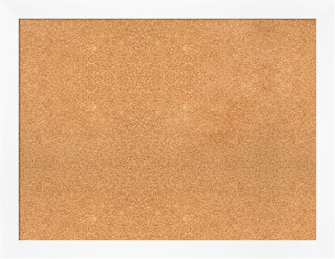 Amanti Art Natural Cork Board for Wall, 27x35 Vision Board with White Frame, Large Corkboard Office Decor for Home Organization, Modern Corkboard Pinboard to Display Items for Home Organization in
