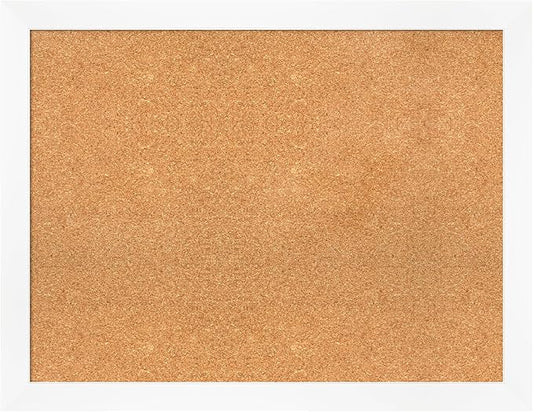 Amanti Art Natural Cork Board for Wall, 27x35 Vision Board with White Frame, Large Corkboard Office Decor for Home Organization, Modern Corkboard Pinboard to Display Items for Home Organization in