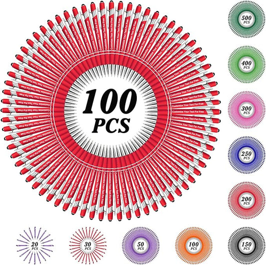 Max 500 Pcs Personalized Pens Bulk, Custom Pens with Free Engraving, Customized Stylus Tip Ballpoint Pen with Your Name Massage Text for School Office Business Graduation Anniversaries-100 Packs