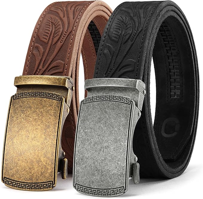 CHAOREN Leather Ratchet Belt Men 2 Pack - Customizable Fit, Effortless Style (35mm)