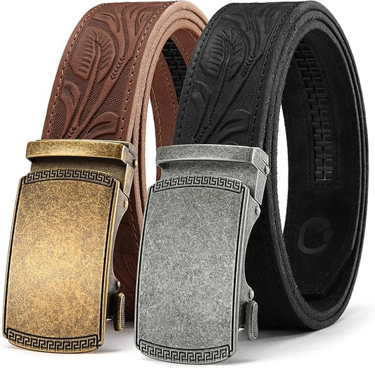 CHAOREN Leather Ratchet Belt Men 2 Pack - Customizable Fit, Effortless Style (35mm)