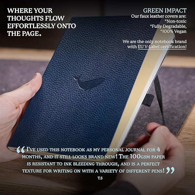 Dingbats A5 Wildlife Dotted Notebook Journal - Premium Vegan Leather Softcover Executive Journal for Women & Men - Work, Note Taking, Writing & Travel