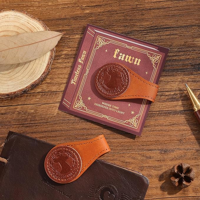 2PCS Vintage Magnetic Leather Bookmark, Leather Magnetic Bookmarks for Women, Magnetic PU Bookmarks Clip Book Accessories