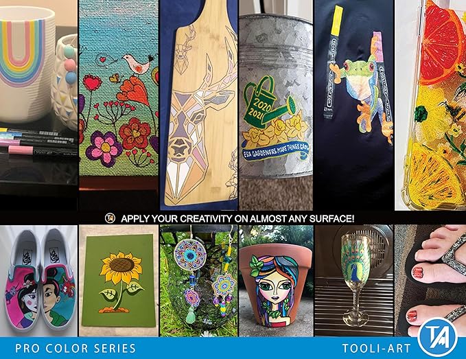 Acrylic Paint Pens 22 Blue & Purple Tones Assorted Pro Color Series Markers Set 0.7mm Extra Fine Tip for Rock Painting, Glass, Mugs, Wood, Metal, Canvas, Projects, Non Toxic, Waterbased, Quick Drying