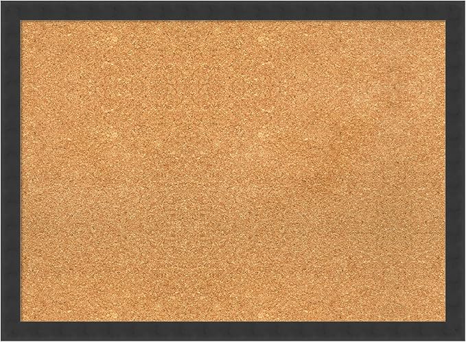 Amanti Art Natural Cork Board for Wall, 22x30 Vision Board with Black Wood Frame, Medium Corkboard Office Decor for Home Organization, Modern Contemporary Corkboard Pinboard to display items for home