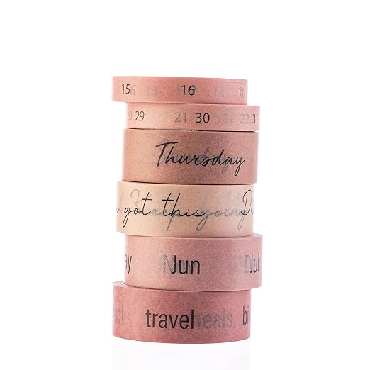 DIVERSEBEE Pastel Washi Tape Set, 5 Rolls Decorative Scrapbook Tape, Cute Craft Tape, Scrapbooking Bullet Journal Supplies, Bible Journaling, Planner Accessories, Gift Wrap Tape (Planner)