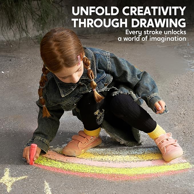 JOYIN 72 PCS Washable Sidewalk Chalks Set in 12 Packs, 18 Colors, Including 12 Tie Dye, 12 Glitter & 12 Neon Colors, School Supplies, Classroom Must Haves, Gift for Kids