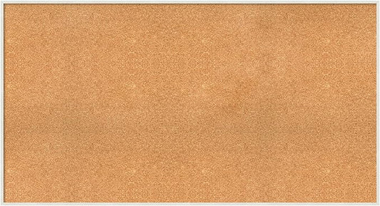 Amanti Art Natural Cork Board for Wall, 29x53 Vision Board with White Frame, Oversize Corkboard Office Decor for Home Organization, Modern Corkboard Pinboard to Display Items for Home Organization in