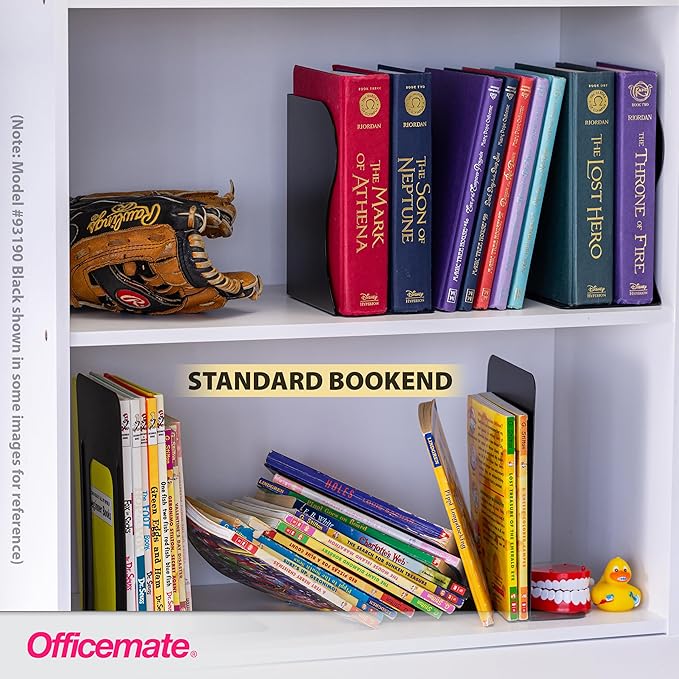 Officemate Adjustable Bookends, Expandable: 4"-18", White (93192)