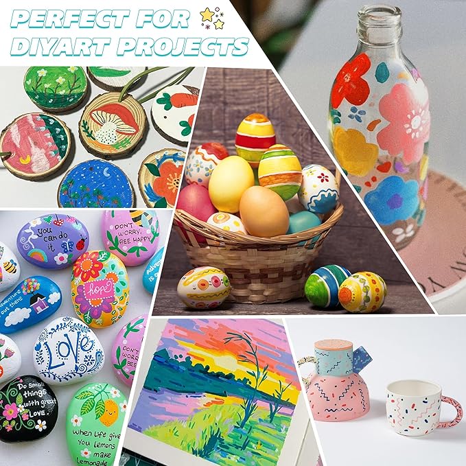 TBC The Best Crafts Acrylic Paint Markers, Big Volume Ink,Waterproof, Non-Toxic, odorless, Suitable for Paper, Pottery, Stones, Backpacks, Glass, Pack of 18