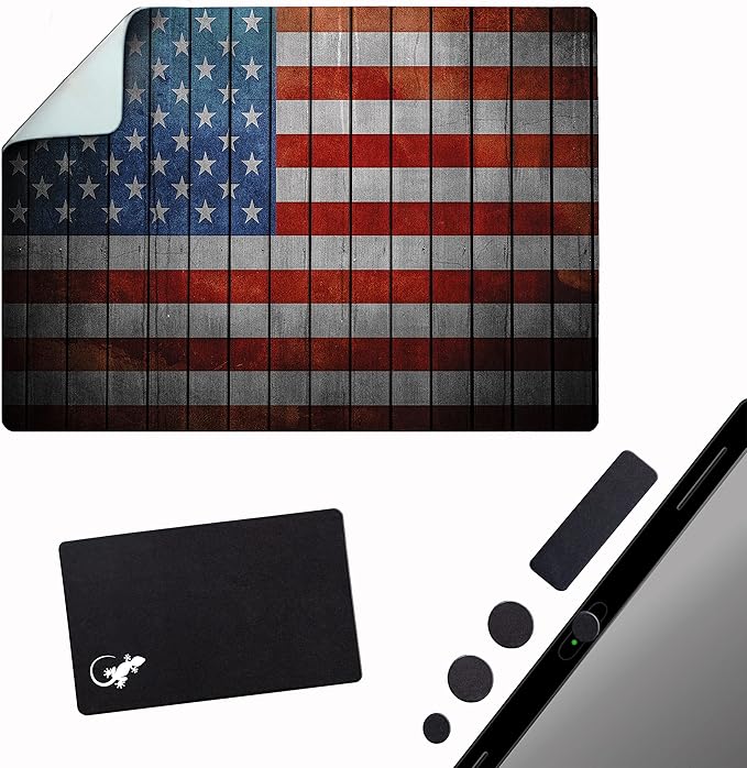 Adhesive Mouse Pad - Peel and Sticks to Any Surface - Travel Mouse Pad, Sticky for Any Surface - Excellent Tracking - USA Flag Wooden