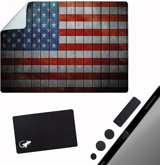 Adhesive Mouse Pad - Peel and Sticks to Any Surface - Travel Mouse Pad, Sticky for Any Surface - Excellent Tracking - USA Flag Wooden