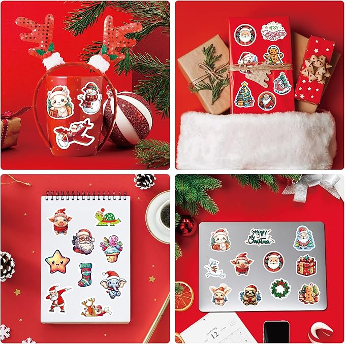 100 Pcs Christmas Stickers, Merry Christmas Vinyl Stickers for Kids, Funny Christmas Holiday Stickers for Water Bottles, 2026 Christmas Stickers for Gifts