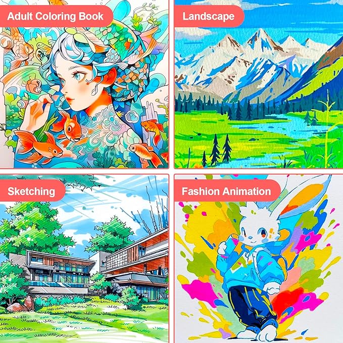 Soucolor Alcohol Markers Set, 100 Colors Dual Tip Brush Art Alcohol Markers, School Office Teacher Supplies for Kids and Adults Coloring Drawing Sketching Book Painting Card Making Illustration