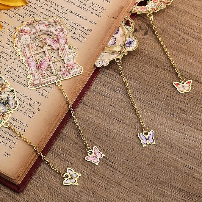 Metal Butterfly Bookmarks for Women - 4 Pieces Unique Cute Page Holder Book Marks for Teachers Students Teen Girl Gifts Book Reading Lovers Writers, Book Markers for School Office Home Supplies (4pcs)