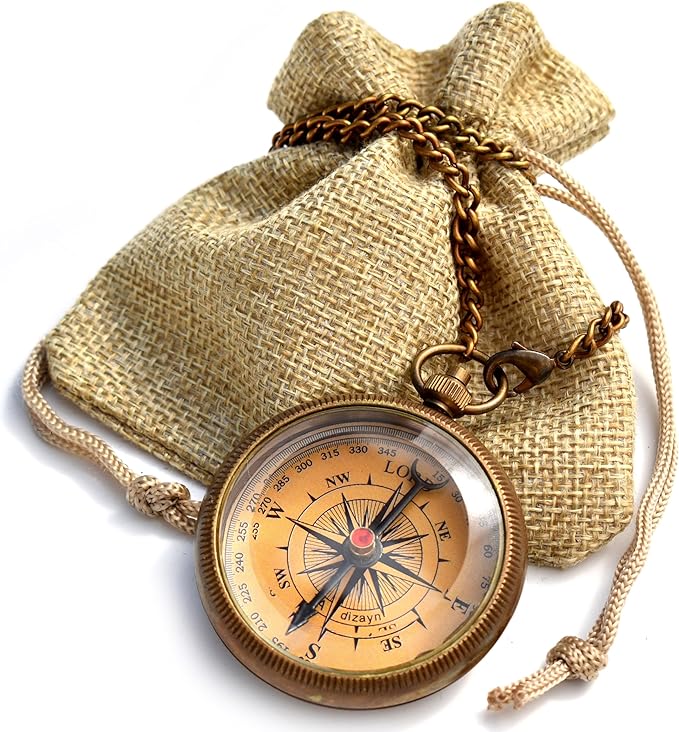 Trust in The Lord With All Your Heart - Proverbs 3:5-6 Quote Engraved Compass With Wooden Box, Greeting Card, Gift Compass, Graduation Day Gifts 2024 for Women Men Boys Girls