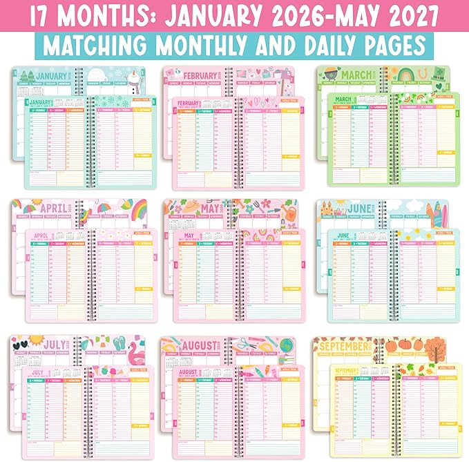 Weekly Appointment Book 2026-2027 - Hourly Appointment Book, Vertical Weekly Planner 2026-2027, Monthly Schedule Books, Pink Daily Planner With Hourly Schedule