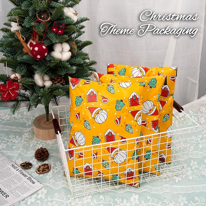 Christmas Poly Mailer 6x9 Inch 100 Pcs, Waterproof Shipping Bags for Clothing, Tear-Resistant Mailier Bags, Strong Mailing Bags with Self-Seal - Santa claus Printed