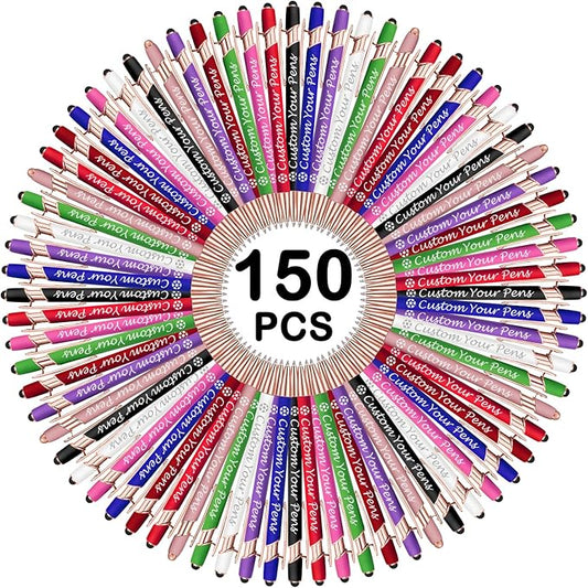 Amlion Personalized Custom Pens with Name Engraved Logo Text,150 Customized Writing Stylus Pen Promotional Item Gift for Men Women Office Business Wedding-Assorted