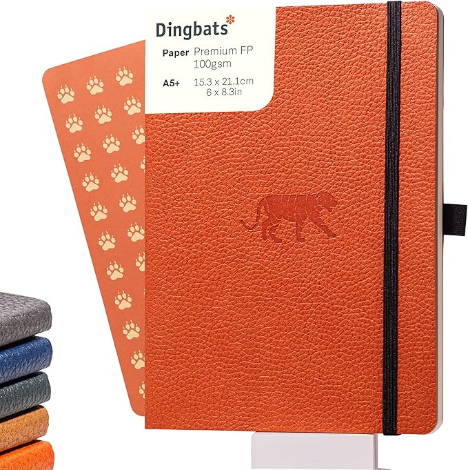 Dingbats A5 Wildlife Dotted Notebook Journal - Premium Vegan Leather Softcover Executive Journal for Women & Men - Work, Note Taking, Writing & Travel