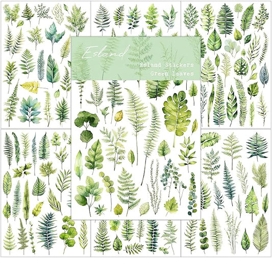 Esland Greenery Leaves Planner Stickers Adhesive Aesthetic Botanicals Plants Stickers for Calendar Scrapbooking Embellishment DIY Art Crafts Journaling Accessories for Planners and Nature Lovers