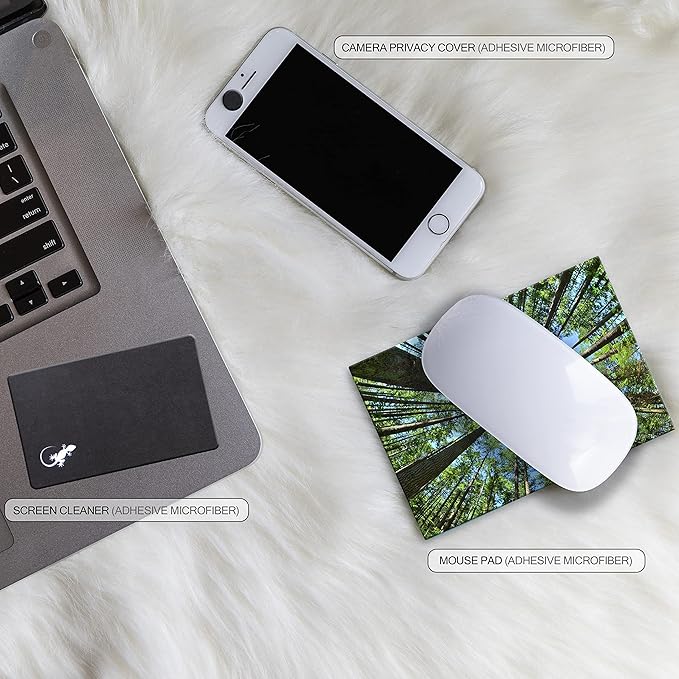 Mouse Pad Adhesive Bottom - Sticks to Any Surface - Portable - Webcam Covers and Screen Cleaner Included (Tall Trees)