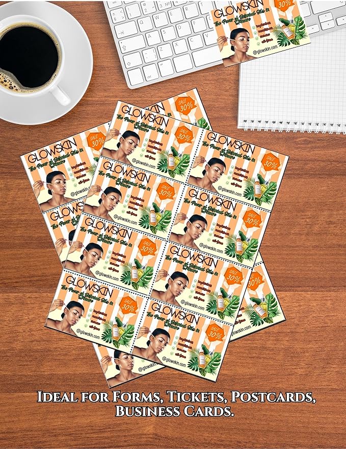 Limited Papers (TM) 8.5x11 Perforated Paper, 20/50 Pound, 75 GSM, Variety of Perforation Sizes and Colors, for Forms, Tickets, Postcards, Business Cards. (Cherry, 8 up)