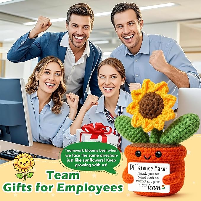 Cute Sunflower Keepsake, Employee Appreciation Gifts, Thank You Gift for Coworker Team Member, Inspirational Recognition Present for Women Men, Farewell Office Decor