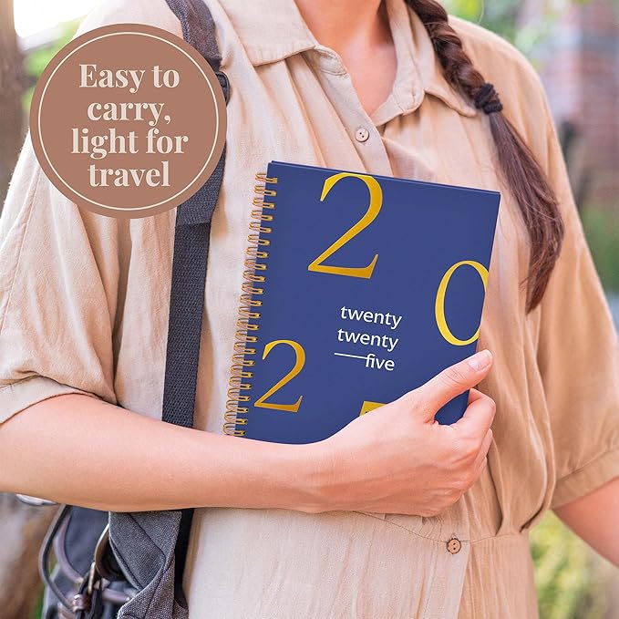 Rileys & Co 2025 Floating Weekly Planner - Annual Weekly & Monthly Agenda Planner, Jan - Dec 2025, Hardcover Cover, Notes Pages, Twin-Wire Binding (6 x 8-Inches, Blue)