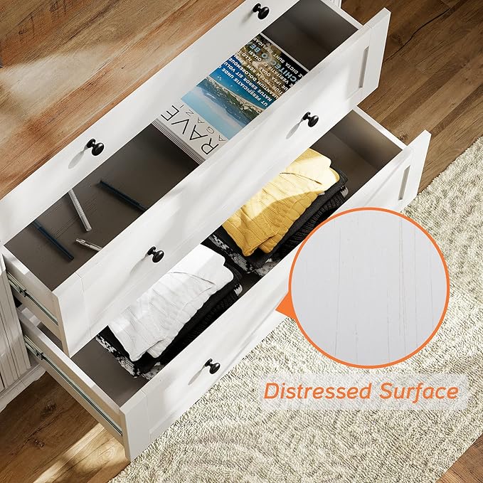 WAMPAT 72" Tall Bookcase Large Display Book Case Shelf with 3-Tier Open Book Shelfs, 3 Tier Farmhouse Bookshelf with 3 Drawers, Library Wood Bookshelves for Living Room or Study Room or Bedroom, White