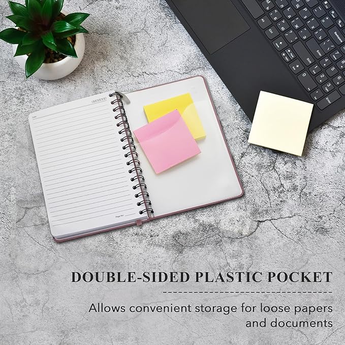 Lined Spiral Journal Notebook For Men & Women - A5 Journal 170 Pages, Hardcover Notebooks for Work & Note Taking, College Ruled Journals for Writing - Pink