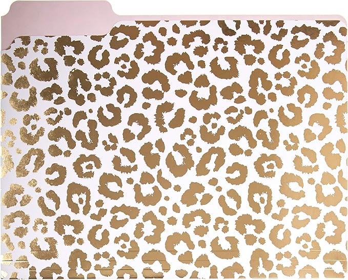Graphique Designer “Very Important” File Folders | Set of 9 (3 Designs) | Letter Size Organizers | Decorative Office Supplies | Durable Coated Cardstock | Gold Foil Lettering | 1/3-Cut Tabs,Leopard