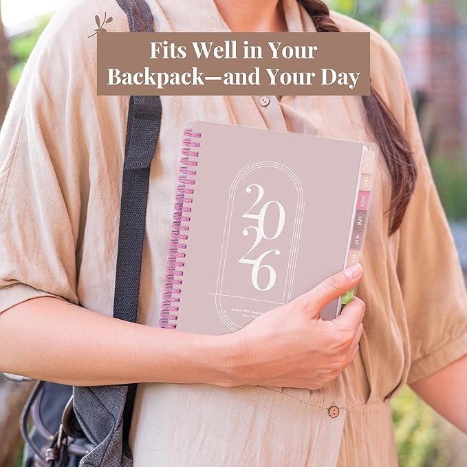 Rileys 2026 Planner, Agenda Planner With Weekly And Monthly View, Daily Agenda Book And Yearly Planners Calendar Book, Spiral Bound With Tabs, Notes, Goals And Holidays (Pink, 8 x 6 in)