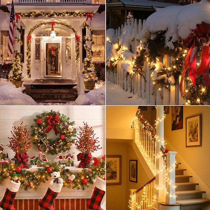 197FT 600 LED Christmas Lights Outdoor, Warm White Christmas Tree Lights Plug in, 8 Modes Twinkle String Light for Outside Bedroom Wedding Party Ceiling Xmas Home Decorations