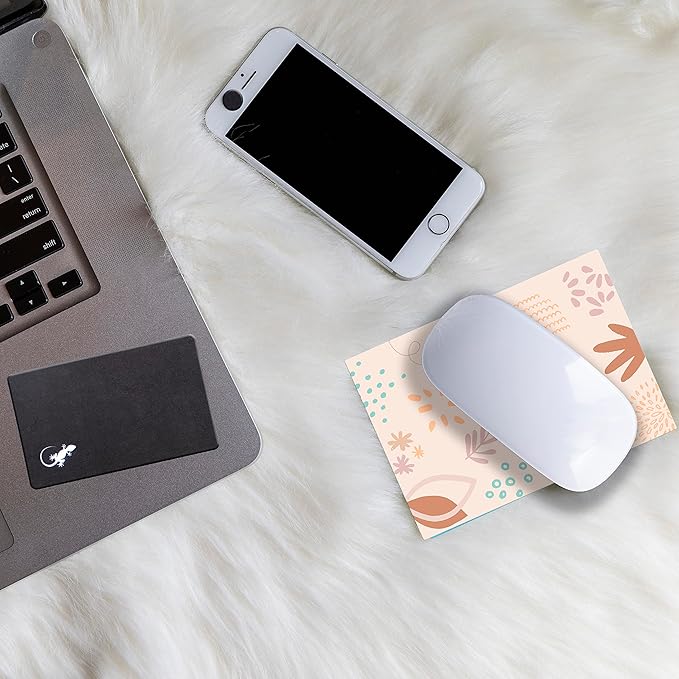 Mouse Pad Adhesive Bottom - Sticks to Any Surface - Portable - Webcam Covers and Screen Cleaner Included (Pastel Leaves)